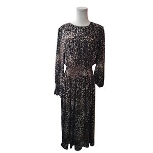 Victor Alfaro Semi Sheer Leopard Maxi Dress Size XL